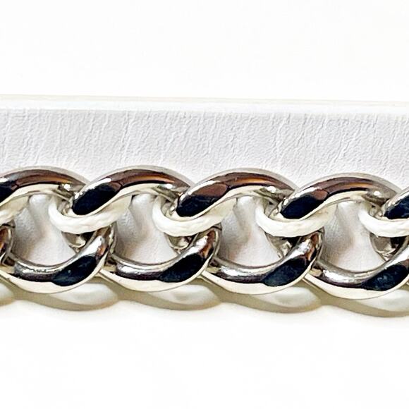 Barbara Bui White Leather & Chain Double Wrap Belt Size 80 Small - Picture 3 of 8